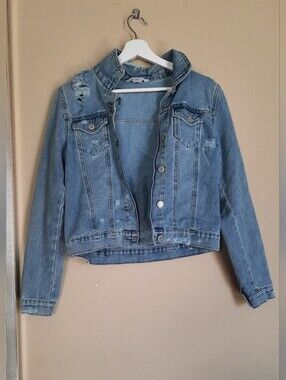 Women's Distressed Light Blue Denim Jacket